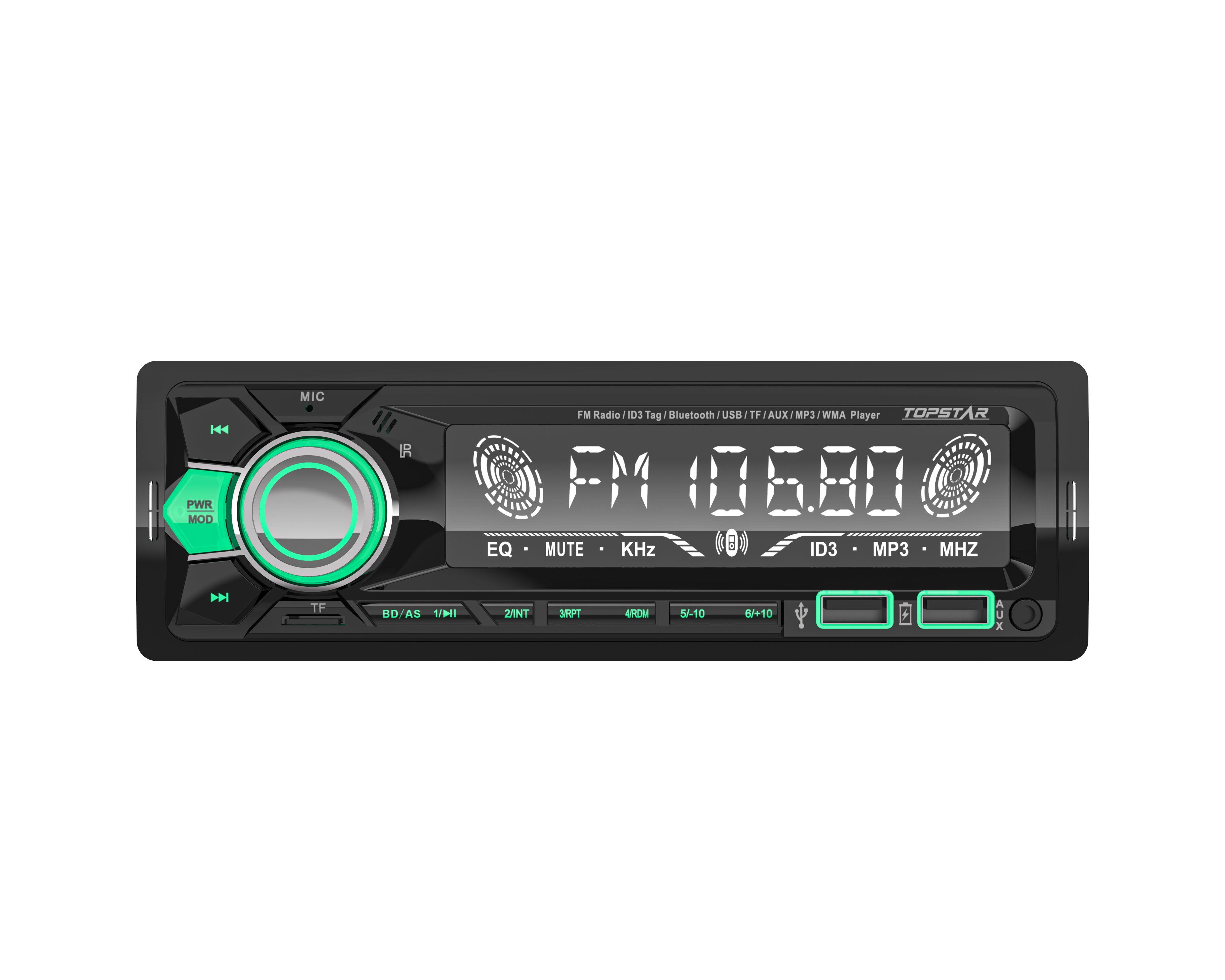 Leitor de MP3 para carro com painel fixo de alta qualidade com display LCD