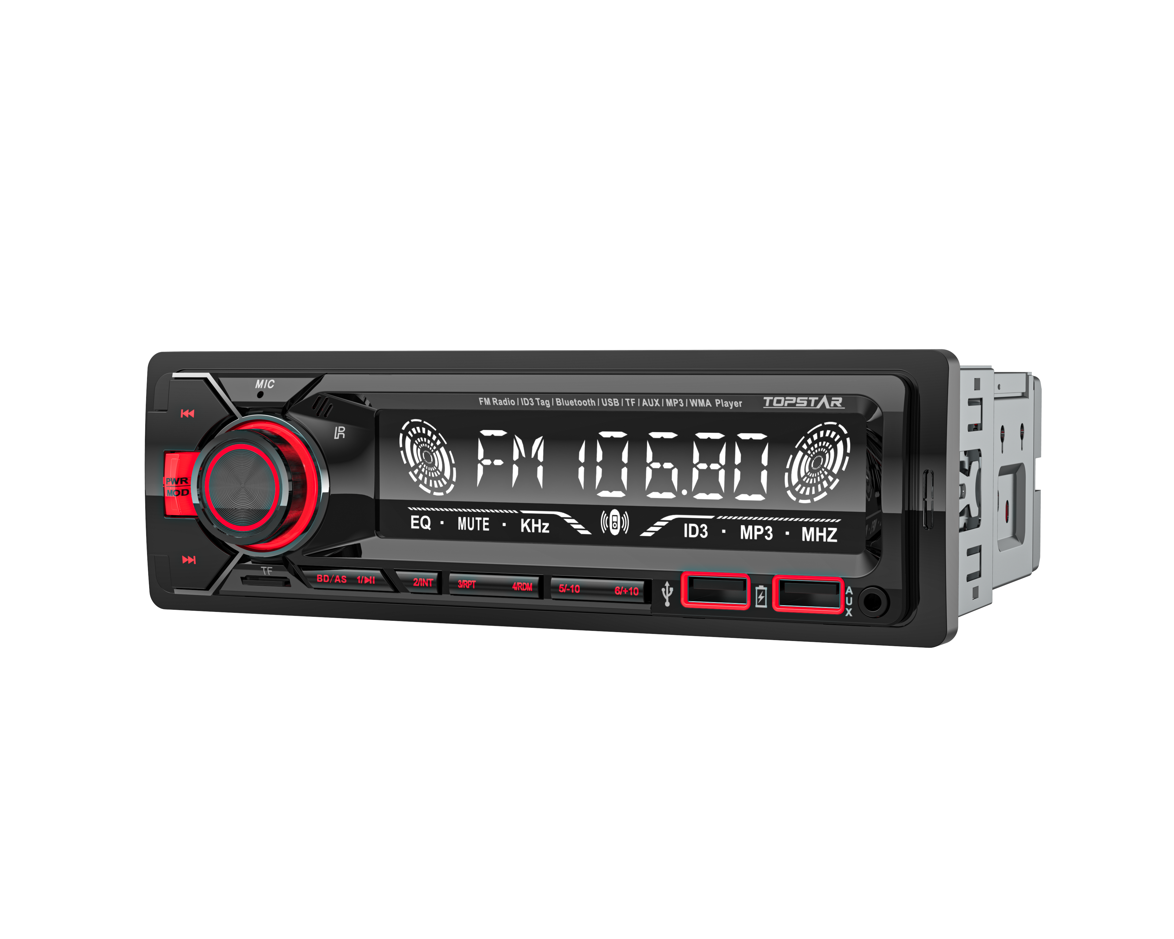 One Din Car MP3 player dois USB com controle remoto
