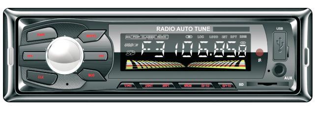Painel fixo One DIN Car Radio MP3 Player