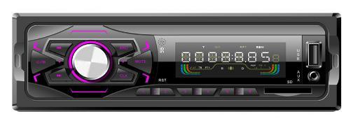 Um reprodutor de MP3 para carro com painel fixo DIN com alta potência de 4 canais