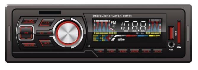 Rádio FM com leitor de MP3 para carro com painel fixo e equalizador