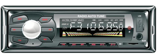 Painel fixo One DIN Car Radio MP3 Player