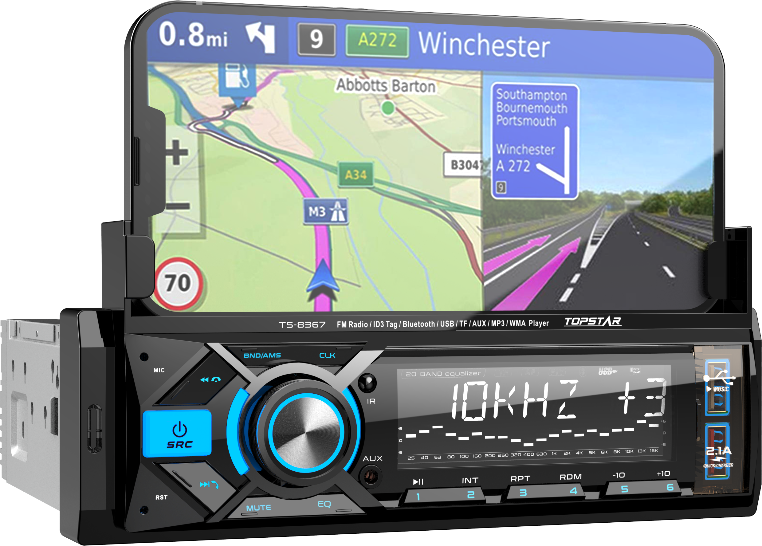 Leitor de MP3 para carro com display LCD One Din
