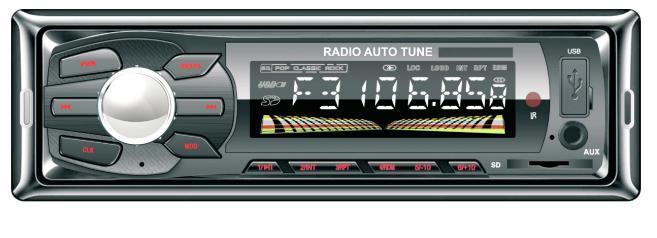 Painel fixo One DIN Car Radio MP3 Player
