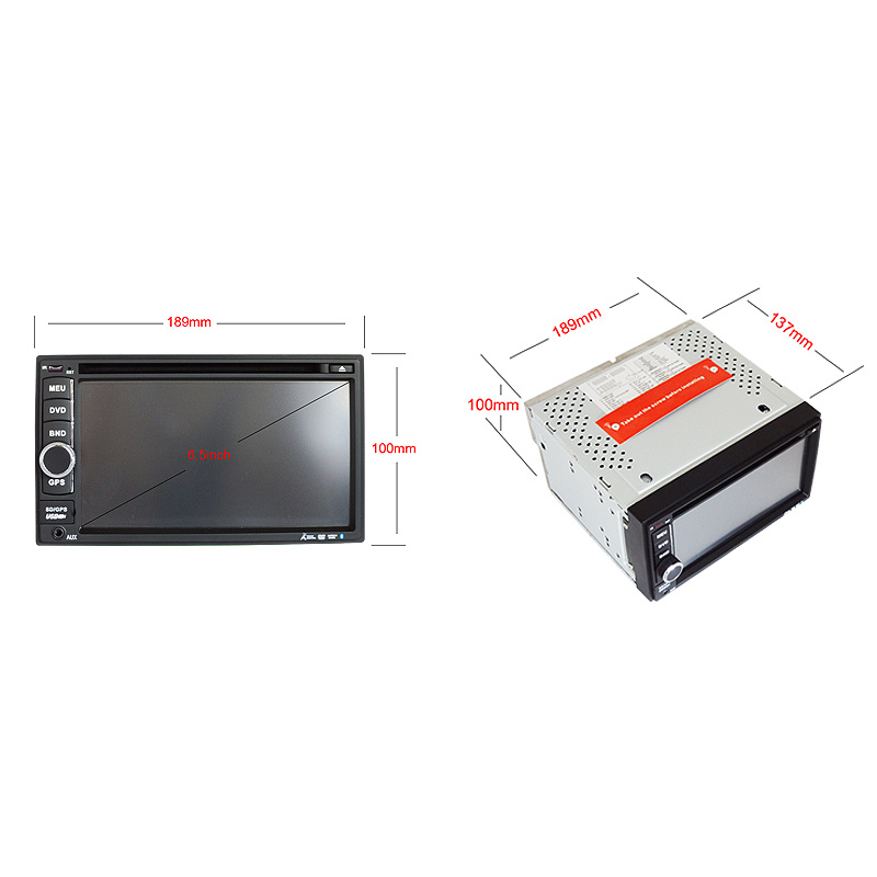 Leitor de DVD duplo DIN para carro de 6,5 polegadas com sistema Wince 
