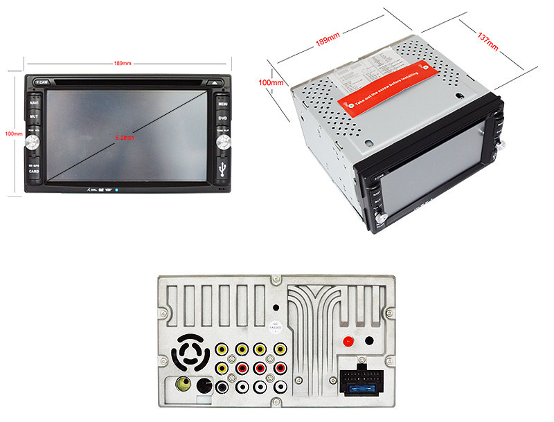 Reprodutor de mp3 estéreo para carro, reprodutor de vídeo para carro, 6.2 polegadas, din duplo, 2din, dvd player