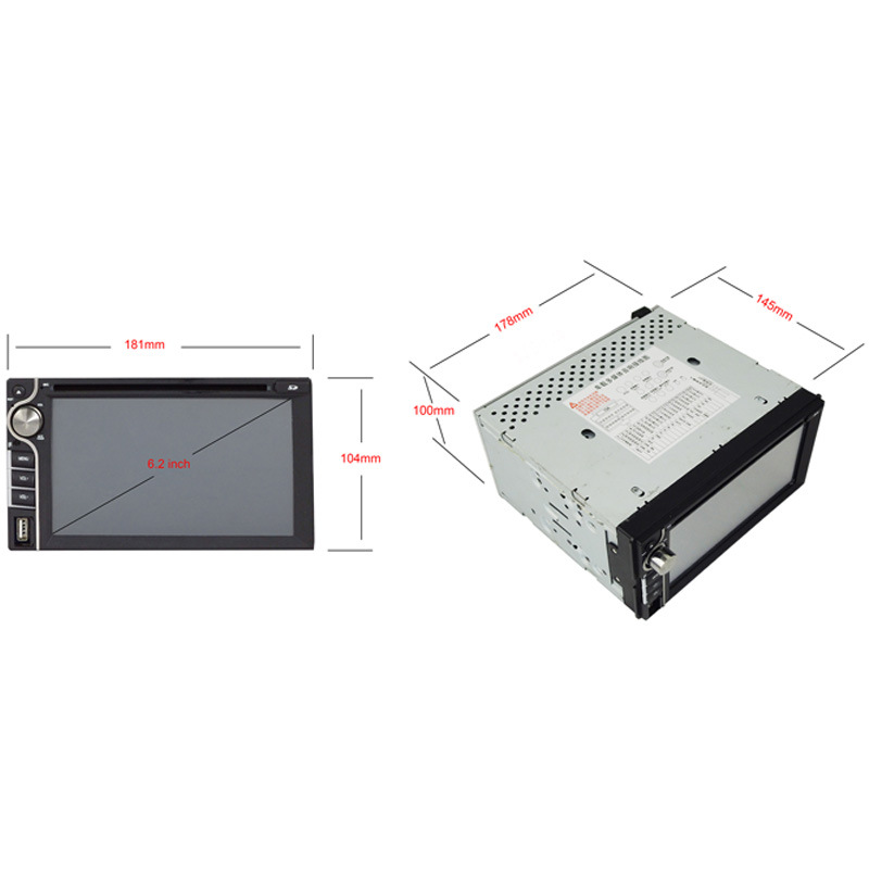 Leitor de vídeo para carro, áudio mp3, 6.2 polegadas, dvd player duplo din com sistema estremecedor