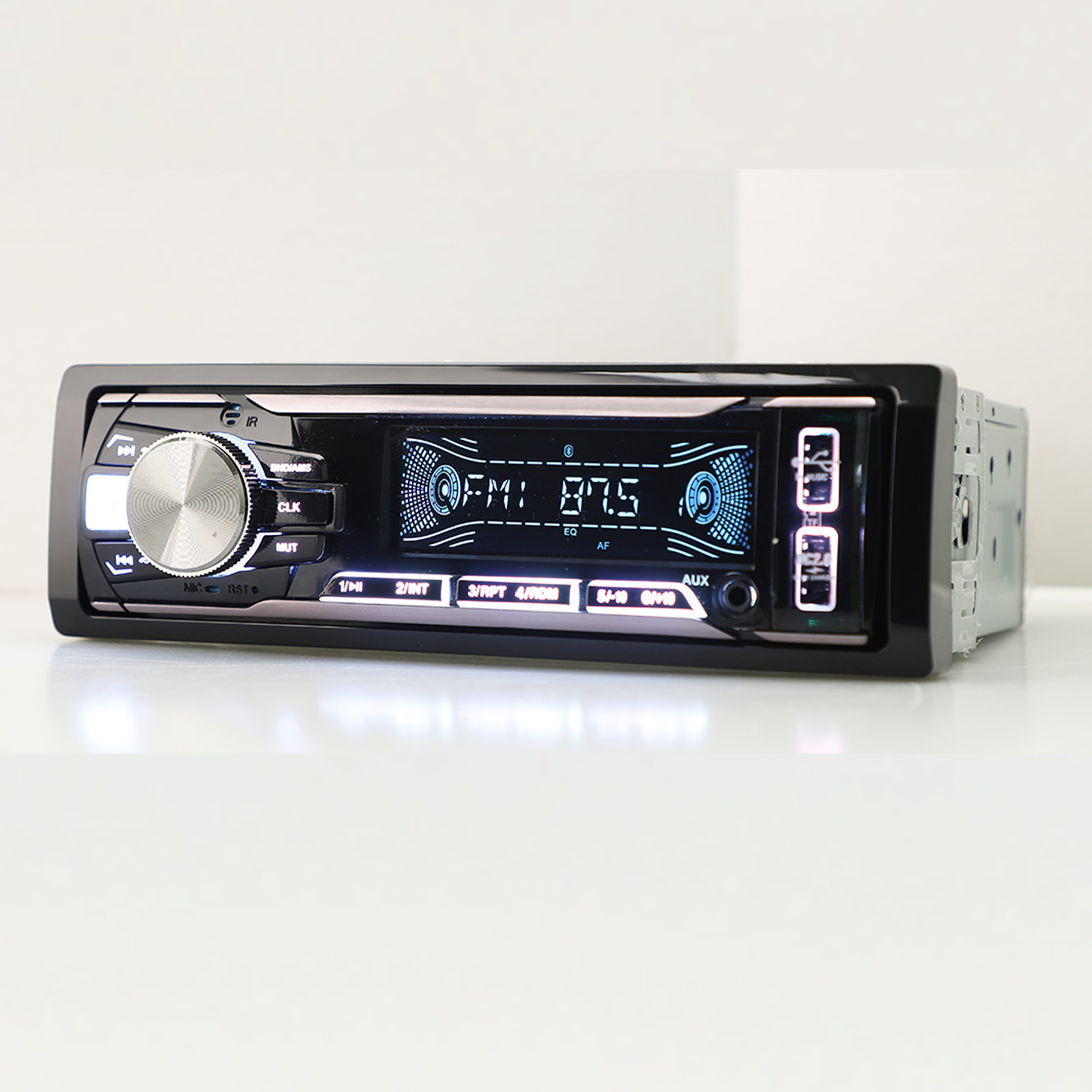 Reprodutor de painel fixo para carro, vídeo estéreo, áudio para carro, multicolorido, um DIN FM, reprodutor de MP3 para carro com USB duplo