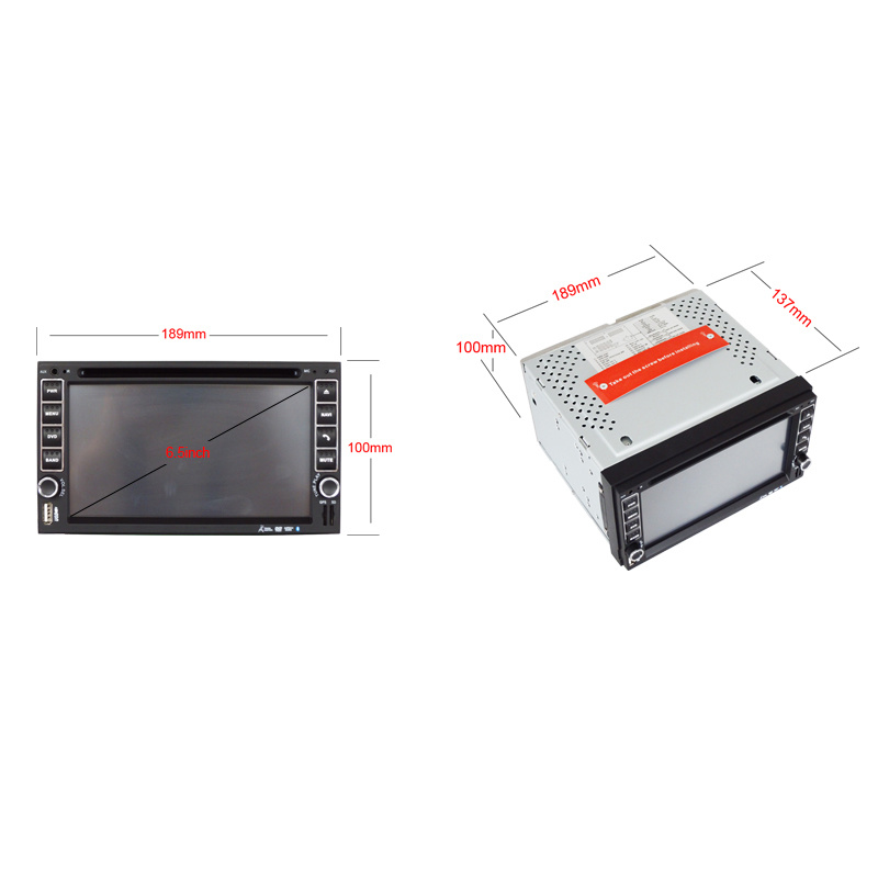 Rádio de carro duplo DIN 6,5 polegadas Duplo DIN 2DIN DVD player para carro com sistema Wince