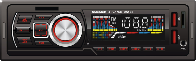 Painel fixo de áudio automático para carro MP3 player estéreo com 2 USB